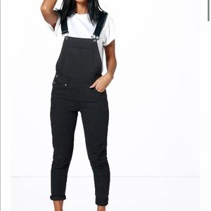 New Boohoo Black Denim Dungaree Overalls